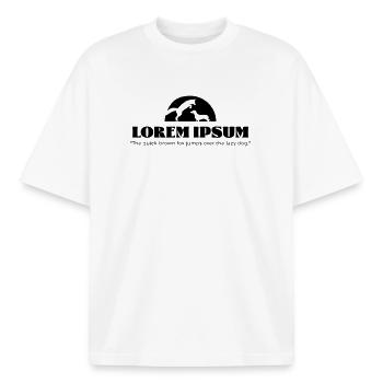 LoremIpsum – the quick brown fox ... - Boxy Heavyweight Unisex Organic T-Shirt von Stanley/Stella - Weiß - Vorne - AI Model Male 185 light (185cm) & AI Model Female 172 dark (172cm)