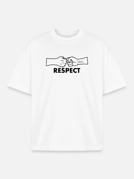 Respect two fists with text 'RESPECT' - Boxy Heavyweight Unisex Organic T-Shirt by Stanley/Stella - white