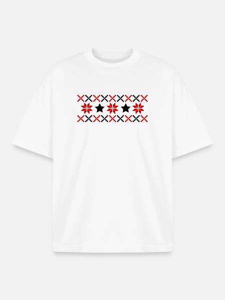 Norwegian Pattern Winter - Boxy Heavyweight Unisex Organic T-Shirt by Stanley/Stella - white