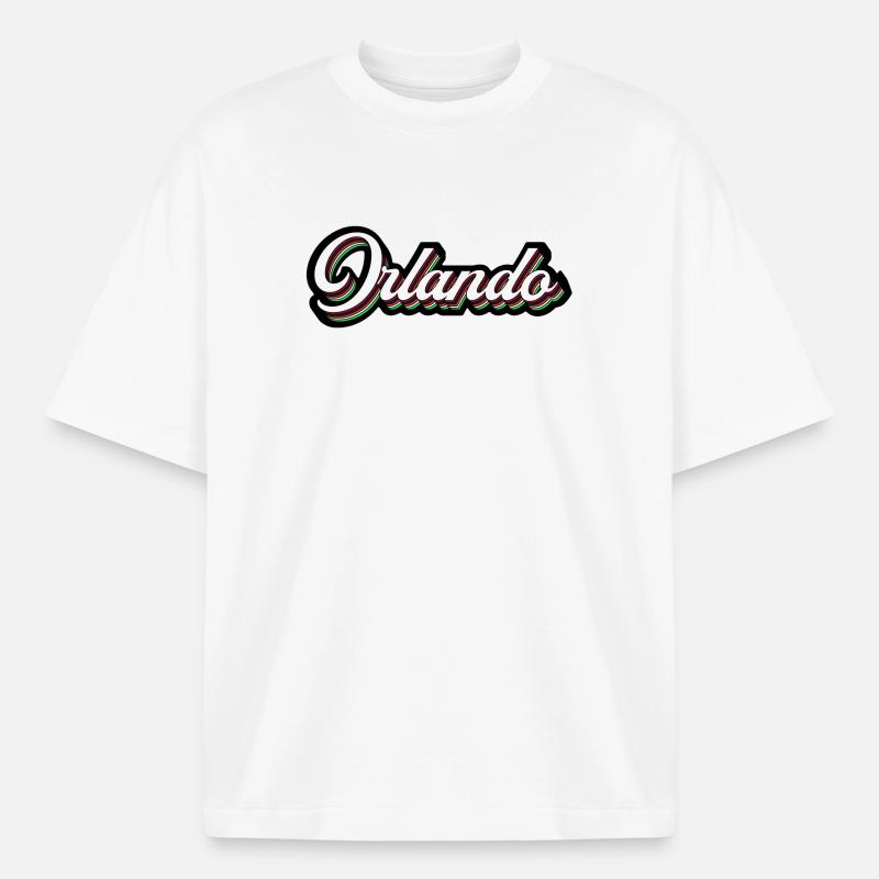 Orlando Rainbow Script - T-shirt unisexe épais coupe boxy Stanley/Stella - blanc
