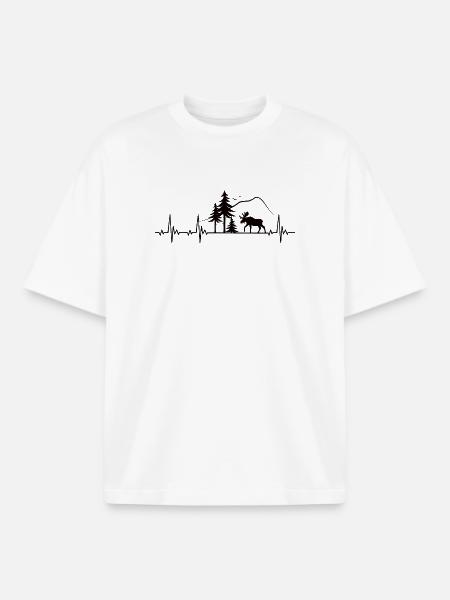 Moose heartbeat gift - Boxy Heavyweight Unisex Organic T-Shirt by Stanley/Stella - white