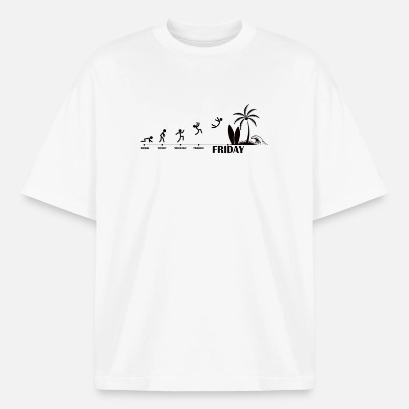 Finally Friday Beach Evolution - Heavyweight Boxy Unisex T-Shirt by Stanley/Stella - white