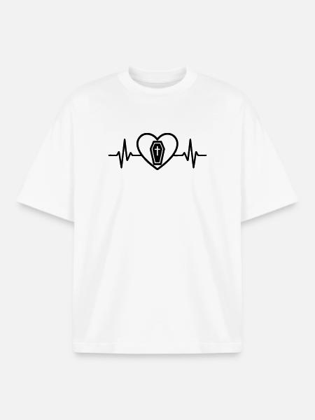 Coffin Halloween Heart - Boxy Heavyweight Unisex Organic T-Shirt by Stanley/Stella - white