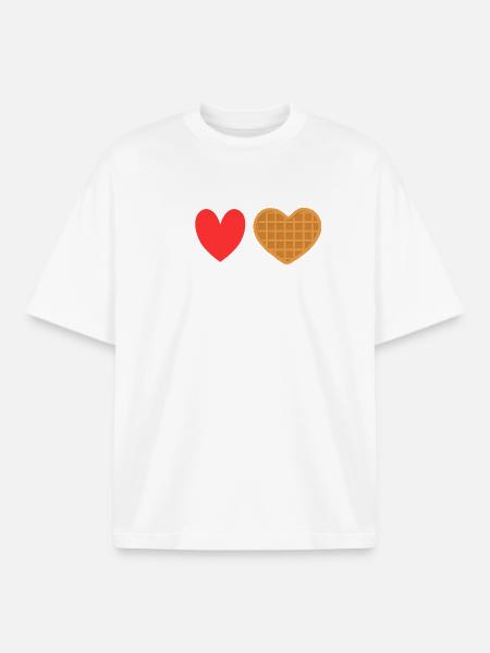 I Love Waffles Heart Waffle Breakfast - Boxy Heavyweight Unisex Organic T-Shirt by Stanley/Stella - white