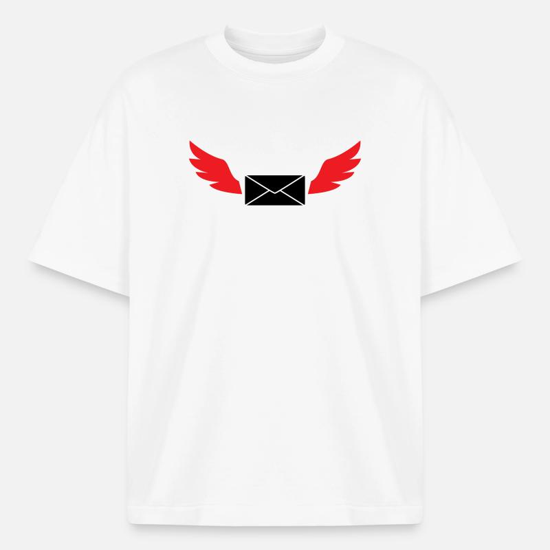 Express Mail Envelope Winged Post - Heavyweight Boxy Unisex T-Shirt by Stanley/Stella - white
