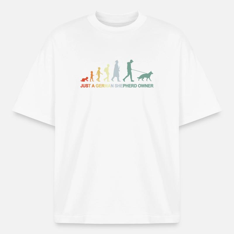 Evolution German Shepherd Owner - Heavyweight Boxy Unisex T-Shirt by Stanley/Stella - white