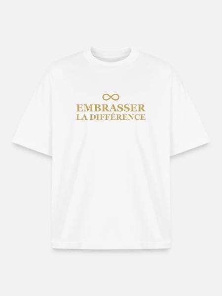 Infini Amour Embrasser la Différence - T-shirt unisexe boxy épais biologique Stanley/Stella - blanc
