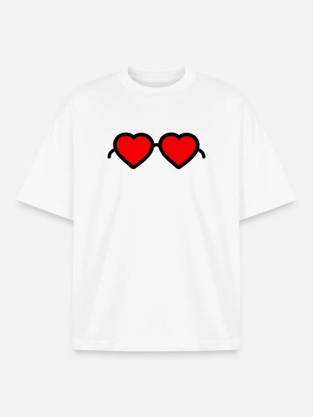 Heart Glasses - Boxy Heavyweight Unisex Organic T-Shirt by Stanley/Stella - white