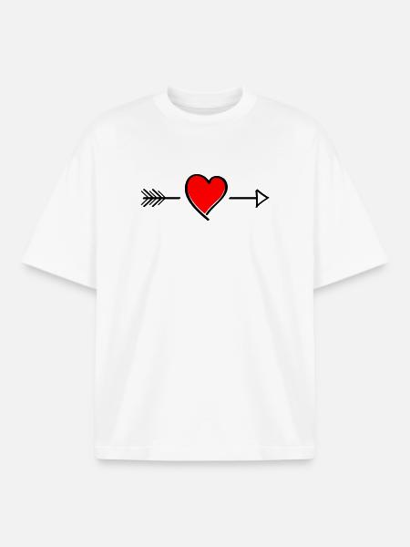 Heart contrast on black - Boxy Heavyweight Unisex Organic T-Shirt by Stanley/Stella - white