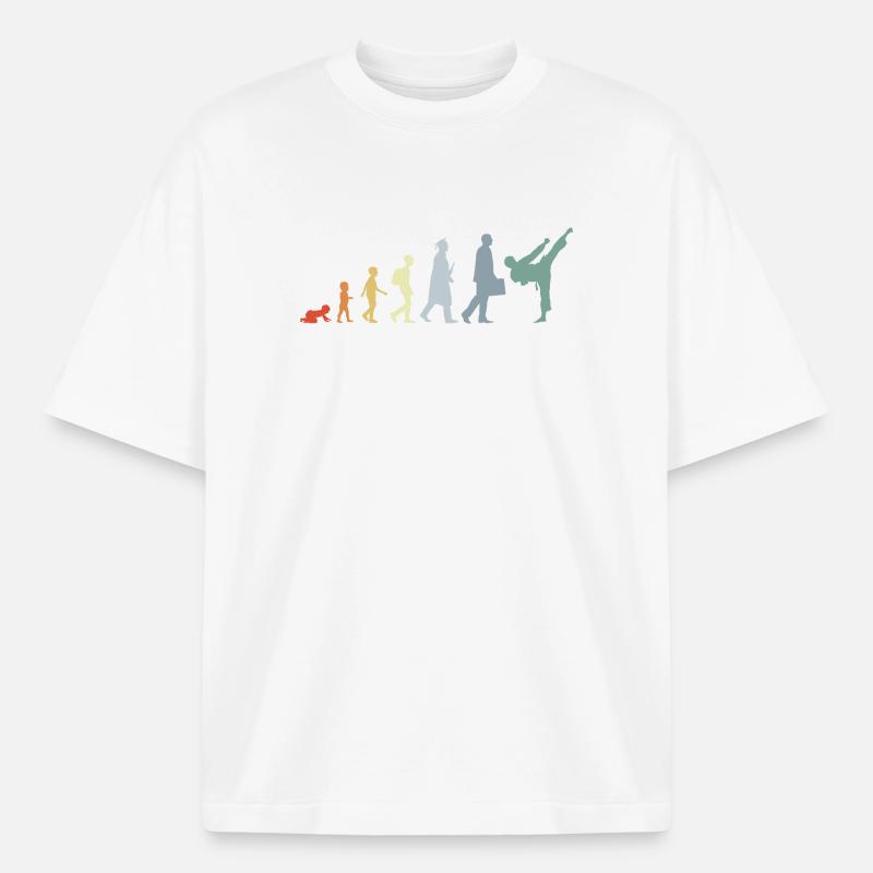 Rétro Karateka Evolution - T-shirt unisexe épais coupe boxy Stanley/Stella - blanc