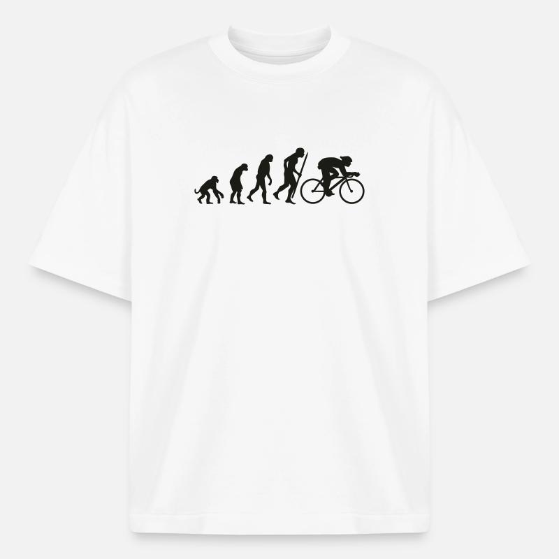 Evolution du cyclisme - T-shirt unisexe épais coupe boxy Stanley/Stella - blanc