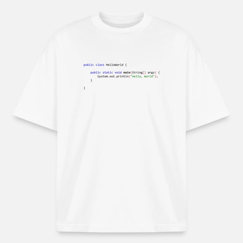 Hello World in Java - Boxy Heavyweight Unisex Organic T-Shirt by Stanley/Stella - white