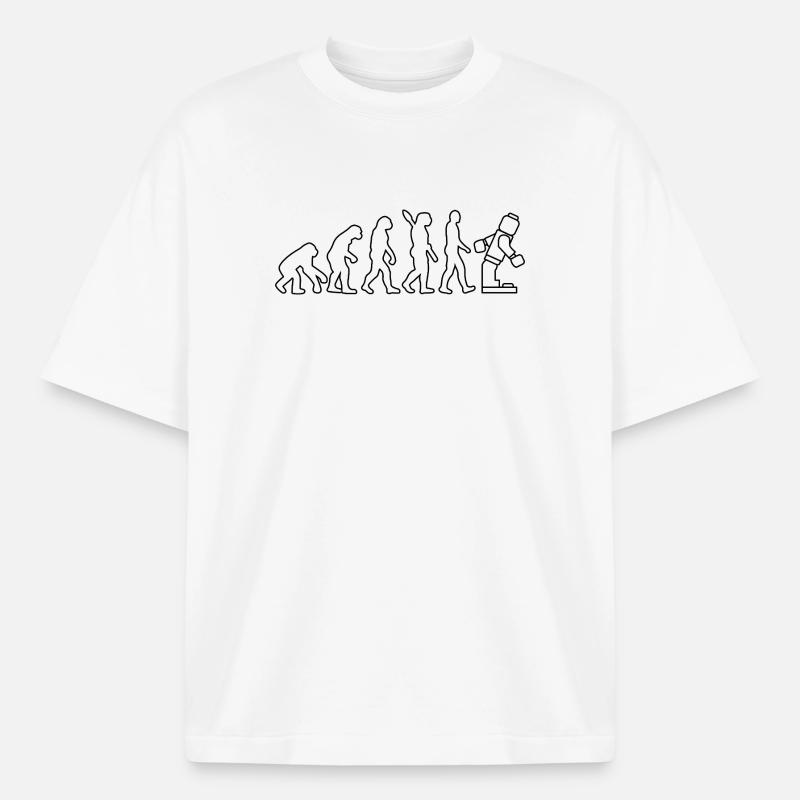 Clamping Brick Evolution Humanity Studded Brick - Boxy Heavyweight Unisex Organic T-Shirt by Stanley/Stella - white