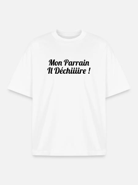 Mon Parrain il déchiiire ! - T-shirt unisexe boxy épais biologique Stanley/Stella - blanc
