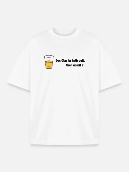 Glass half full Realist - Boxy Heavyweight Unisex Organic T-Shirt by Stanley/Stella - white