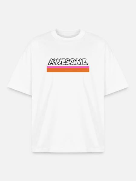 Awesome Retro Stripe - Boxy Heavyweight Unisex Organic T-Shirt by Stanley/Stella - white