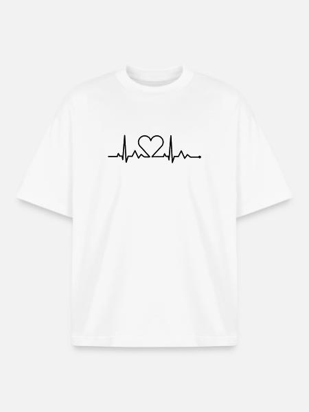 heartbeat - herzschlag - Boxy Heavyweight Unisex Organic T-Shirt by Stanley/Stella - white