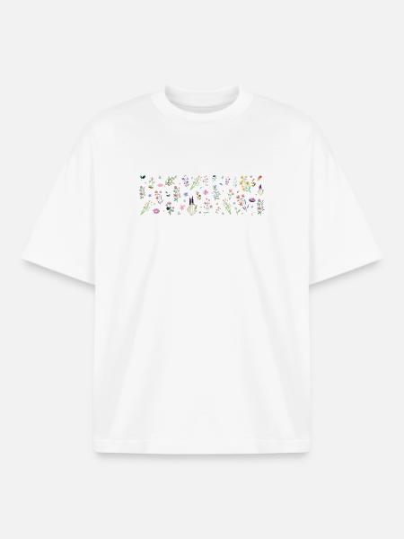 Midnight Bloom Botanischer Druck - Boxy Heavyweight Unisex Organic T-Shirt von Stanley/Stella - Weiß