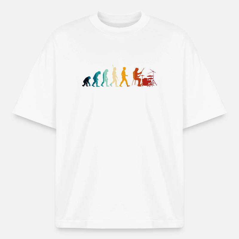 Évolution de la batterie - T-shirt unisexe épais coupe boxy Stanley/Stella - blanc