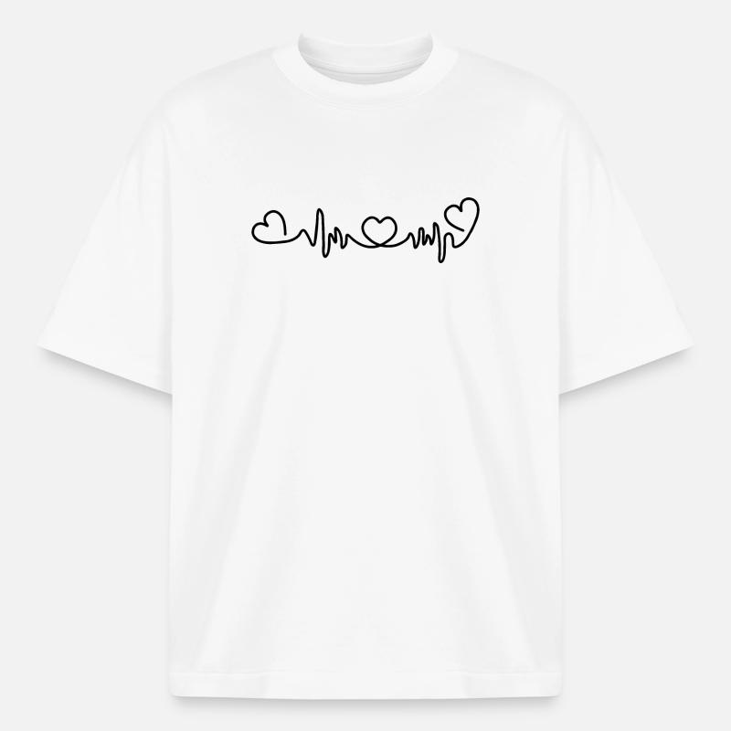 Herzfrequenz mit drei Herzen - Boxy Heavyweight Unisex Organic T-Shirt von Stanley/Stella - Weiß