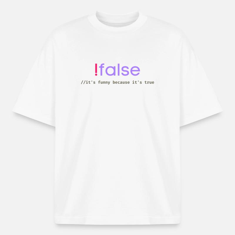 Ifalse Funny Coder Programming Pun - Heavyweight Boxy Unisex T-Shirt by Stanley/Stella - white