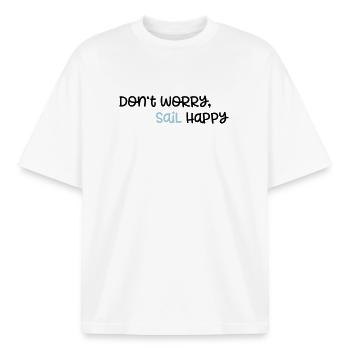 segeln - Boxy Heavyweight Unisex Organic T-Shirt von Stanley/Stella - Weiß - Vorne - AI Model Male 185 light (185cm) & AI Model Female 172 dark (172cm)