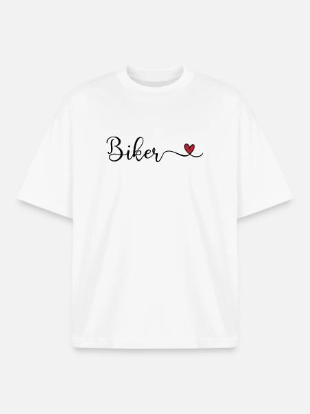 Biker mit Herz - Boxy Heavyweight Unisex Organic T-Shirt von Stanley/Stella - Weiß