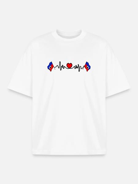 Herzfrequenz-Cardio für Haiti - Boxy Heavyweight Unisex Organic T-Shirt von Stanley/Stella - Weiß
