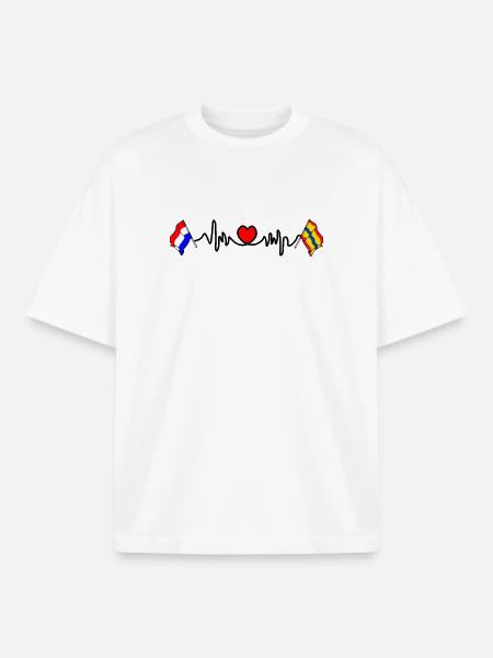Cardio heart with Flag Netherlands, Overijssel - Boxy Heavyweight Unisex Organic T-Shirt by Stanley/Stella - white