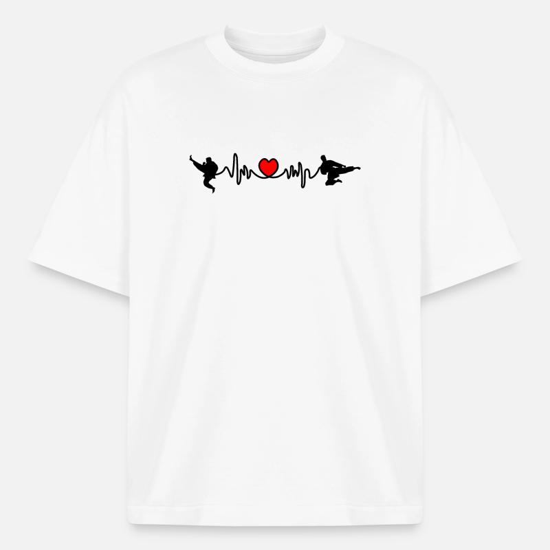 Karate Cardio oder Herzfrequenz mit Karate-Kicks - Boxy Heavyweight Unisex Organic T-Shirt von Stanley/Stella - Weiß