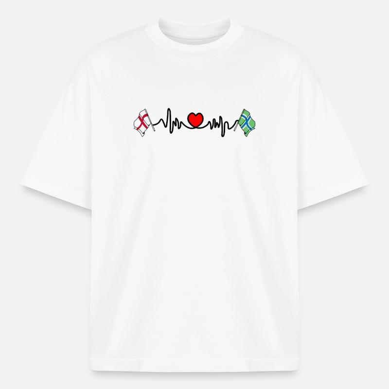 Herzfrequenz in Gloucestershire & England - Boxy Heavyweight Unisex Organic T-Shirt von Stanley/Stella - Weiß