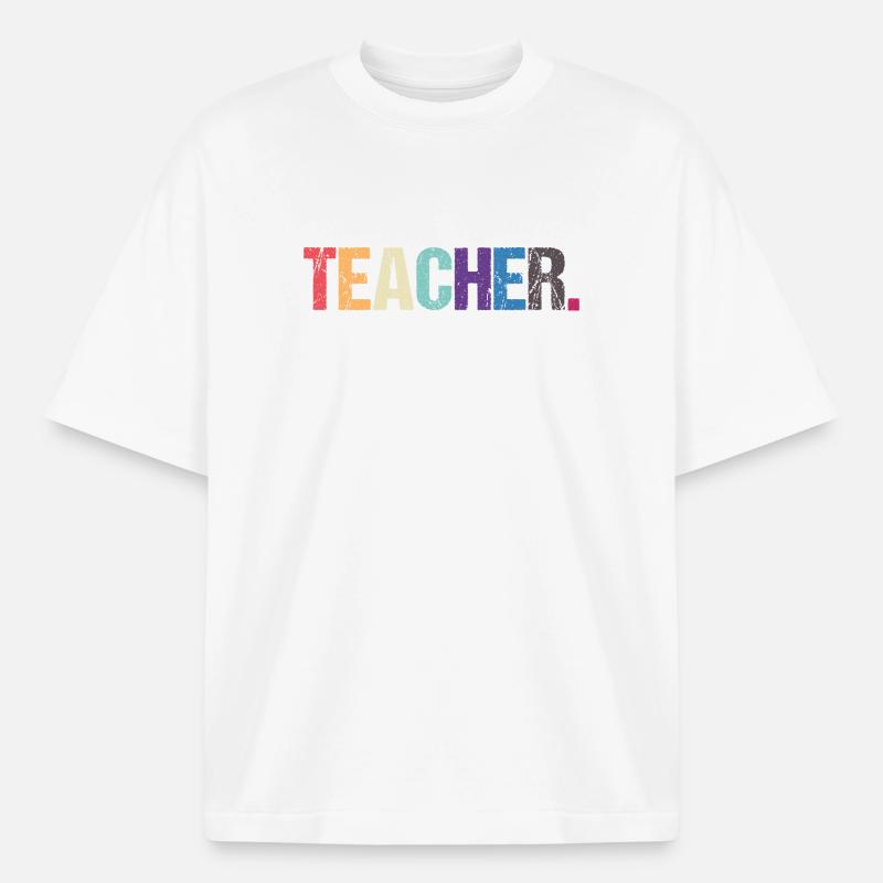 Conception colorée de TEACHER - T-shirt unisexe boxy épais biologique Stanley/Stella - blanc