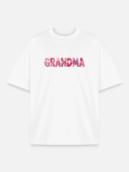 Großmutter Pink Plaid Buchstaben Patchwork - Boxy Heavyweight Unisex Organic T-Shirt von Stanley/Stella - Weiß