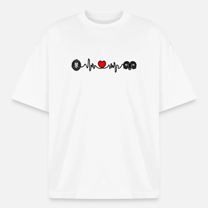 Herzfrequenz Cardio Löwe Widder - Boxy Heavyweight Unisex Organic T-Shirt von Stanley/Stella - Weiß
