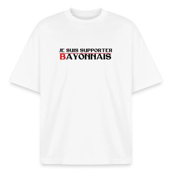 Je suis supporter Bayonnais - T-shirt unisexe boxy épais biologique Stanley/Stella - blanc - Devant - AI Model Male 185 light (185cm) & AI Model Female 172 dark (172cm)