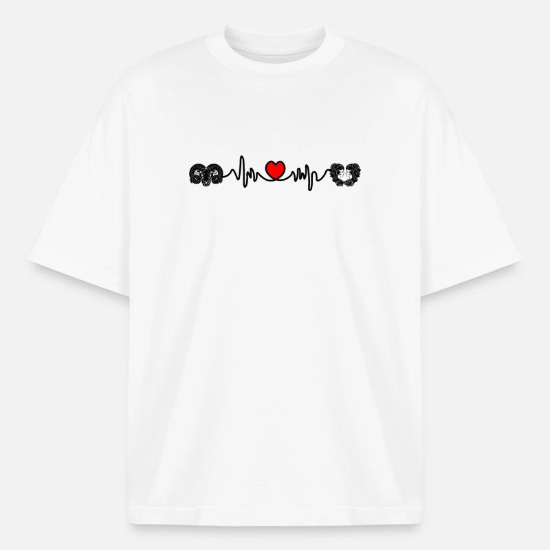 Herzfrequenz Cardio Widder Zwillinge - Boxy Heavyweight Unisex Organic T-Shirt von Stanley/Stella - Weiß