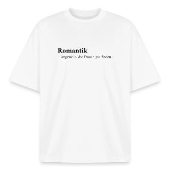 Romance Definition - Boxy Heavyweight Unisex Organic T-Shirt by Stanley/Stella - white - Front - AI Model Male 185 light (185cm) & AI Model Female 172 dark (172cm)