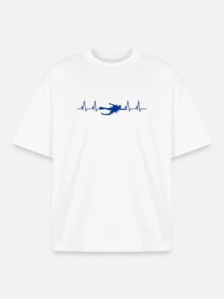 Diver Heartbeat Diving - Boxy Heavyweight Unisex Organic T-Shirt by Stanley/Stella - white