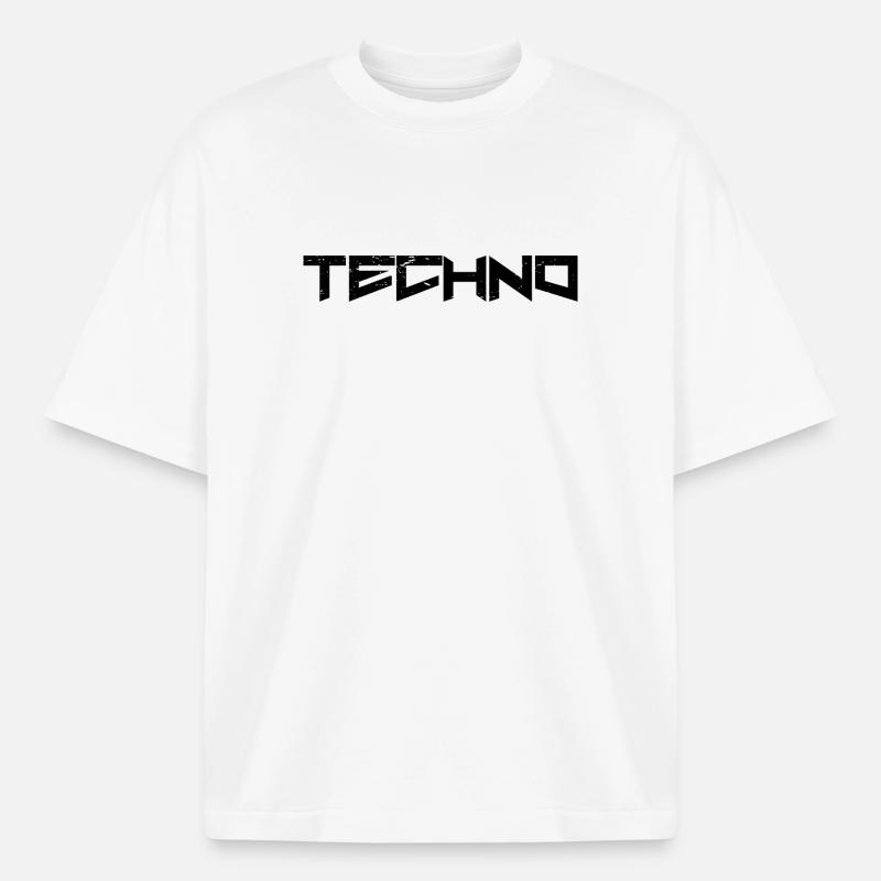 Techno - Heavyweight Unisex Boxy T-Shirt von stanley/stella	 - Weiß