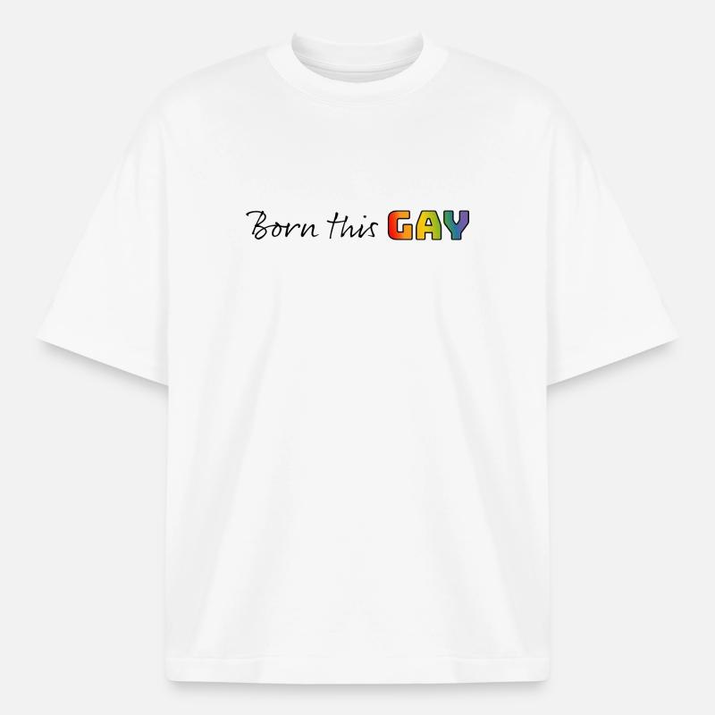 Regenbogen born this gay - Boxy Heavyweight Unisex Organic T-Shirt von Stanley/Stella - Weiß