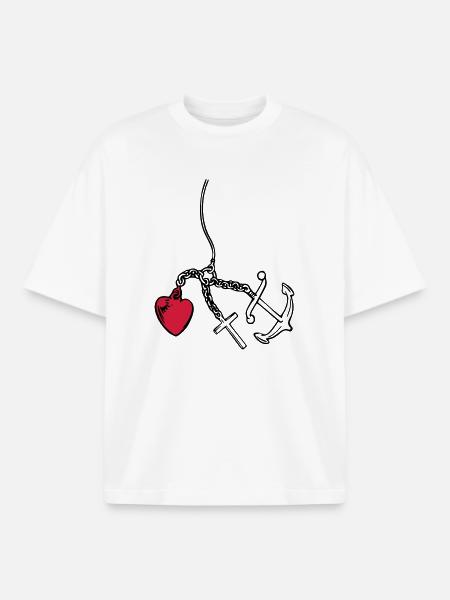 faith, love, hope heart - Boxy Heavyweight Unisex Organic T-Shirt by Stanley/Stella - white