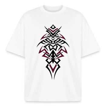 Colorful masculin tribal - T-shirt unisexe boxy épais biologique Stanley/Stella - blanc - Devant - AI Model Male 185 light (185cm) & AI Model Female 172 dark (172cm)