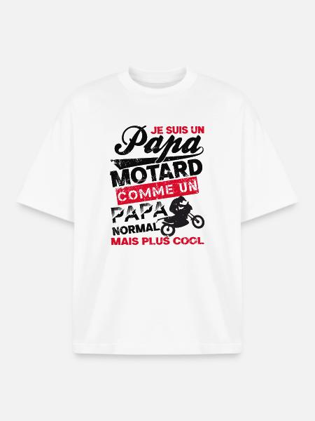 papa motard 2 - T-shirt unisexe boxy épais biologique Stanley/Stella - blanc