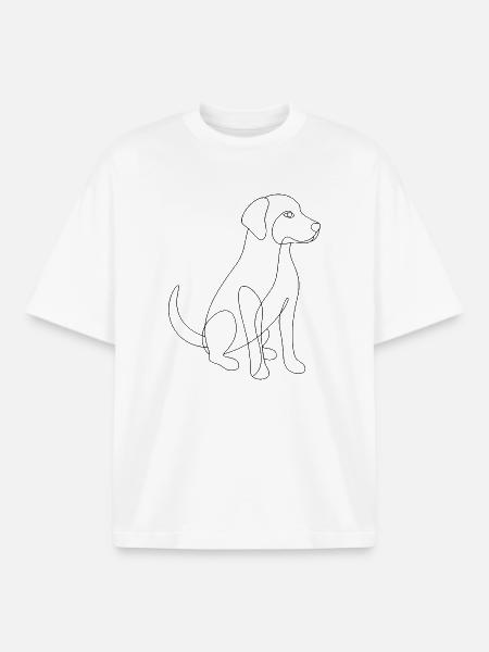 One Line Drawing - Dog - Boxy Heavyweight Unisex Organic T-Shirt by Stanley/Stella - white