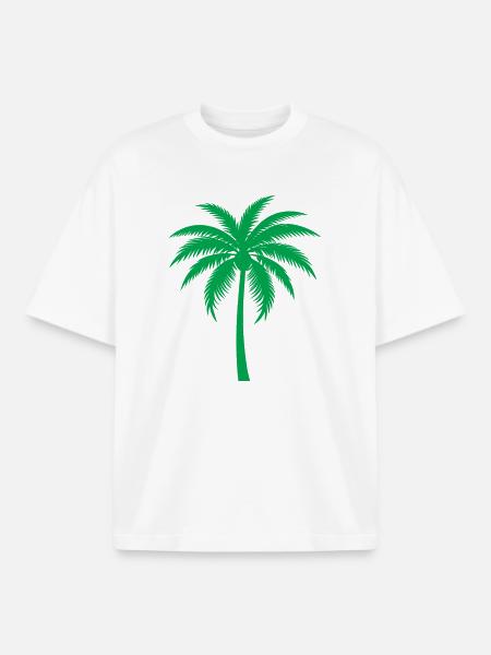 Palm tree - Boxy Heavyweight Unisex Organic T-Shirt by Stanley/Stella - white
