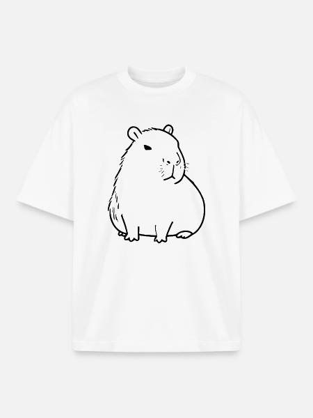 Capybara capybara noir - T-shirt unisexe boxy épais biologique Stanley/Stella - blanc