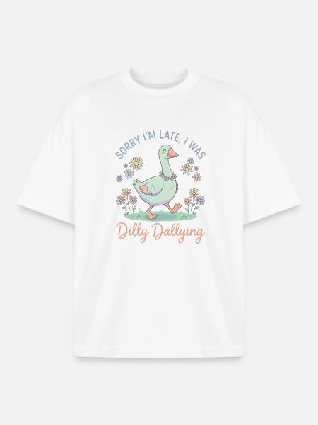 Dilly Dallying duck in pastel look - Boxy Heavyweight Unisex Organic T-Shirt by Stanley/Stella - white