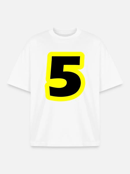 5 Symbole numérique - T-shirt unisexe boxy épais biologique Stanley/Stella - blanc