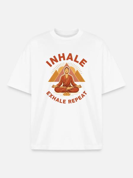 Inhale Exhale Repeat - Boxy Heavyweight Unisex Organic T-Shirt by Stanley/Stella - white