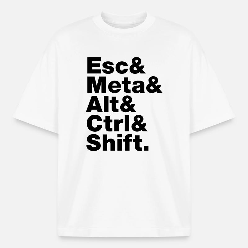 Esc & Meta & Alt & Ctrl & Shift - T-shirt unisexe épais coupe boxy Stanley/Stella - blanc